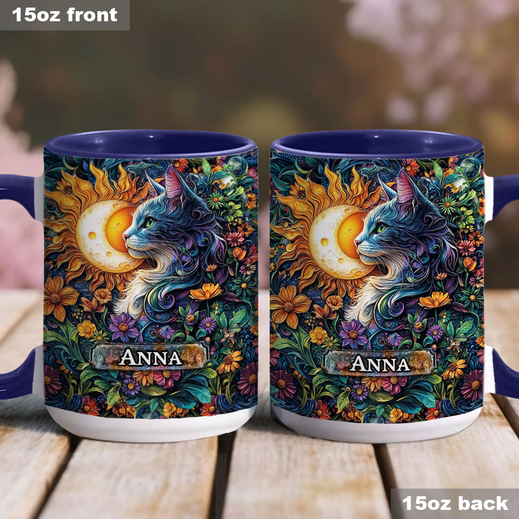 Floral Cat - Personalized Cat Accent Mug