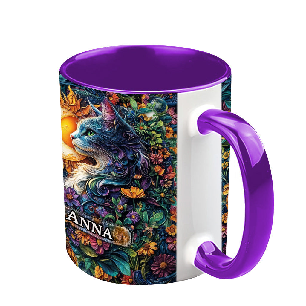 Floral Cat - Personalized Cat Accent Mug