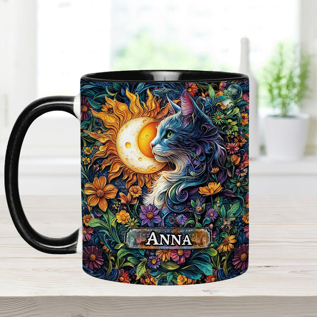 Floral Cat - Personalized Cat Accent Mug