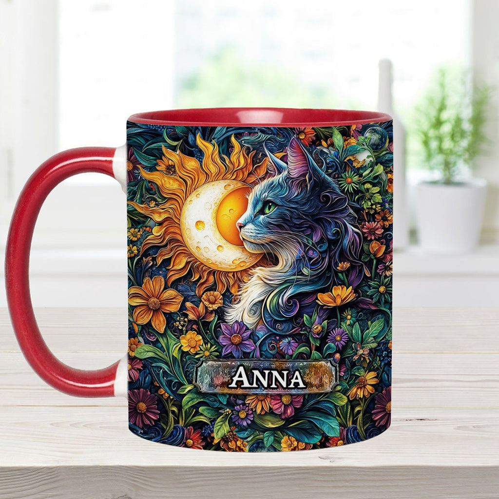 Floral Cat - Personalized Cat Accent Mug
