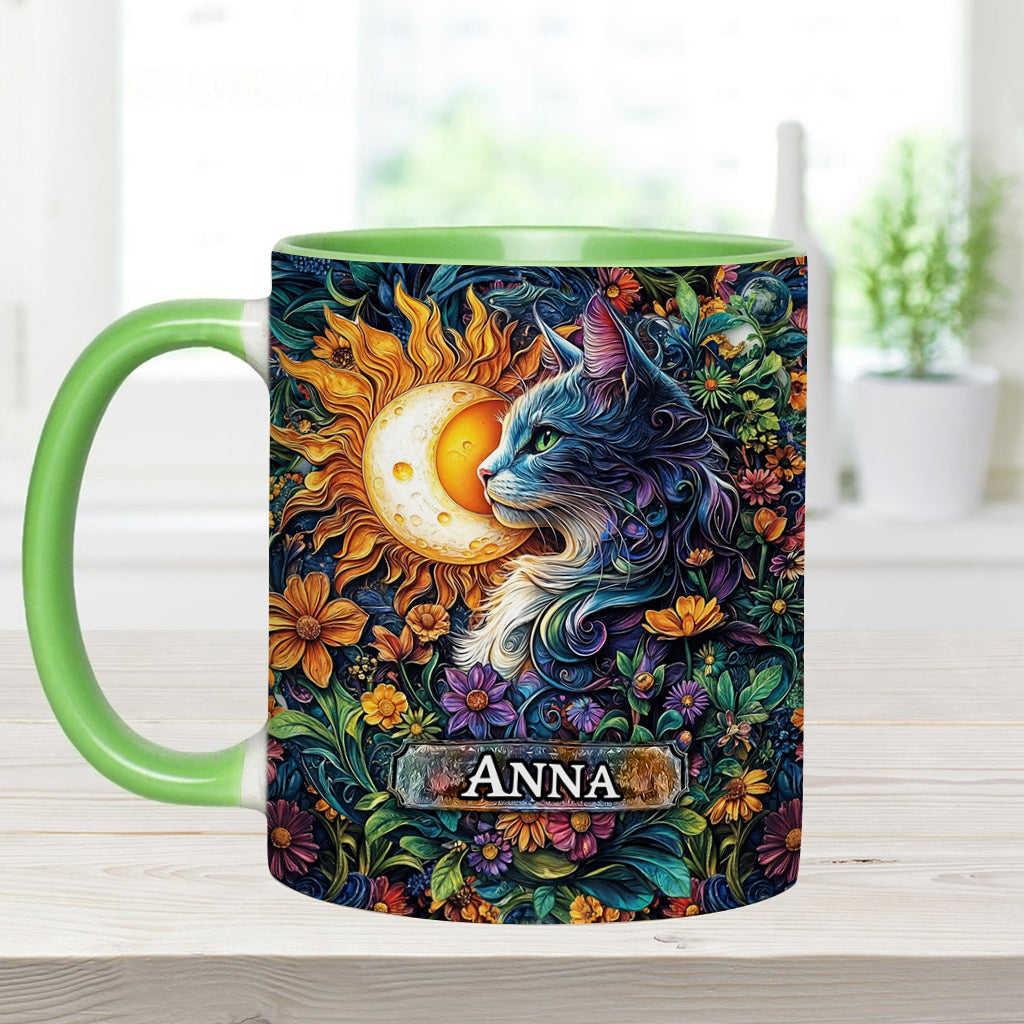 Floral Cat - Personalized Cat Accent Mug