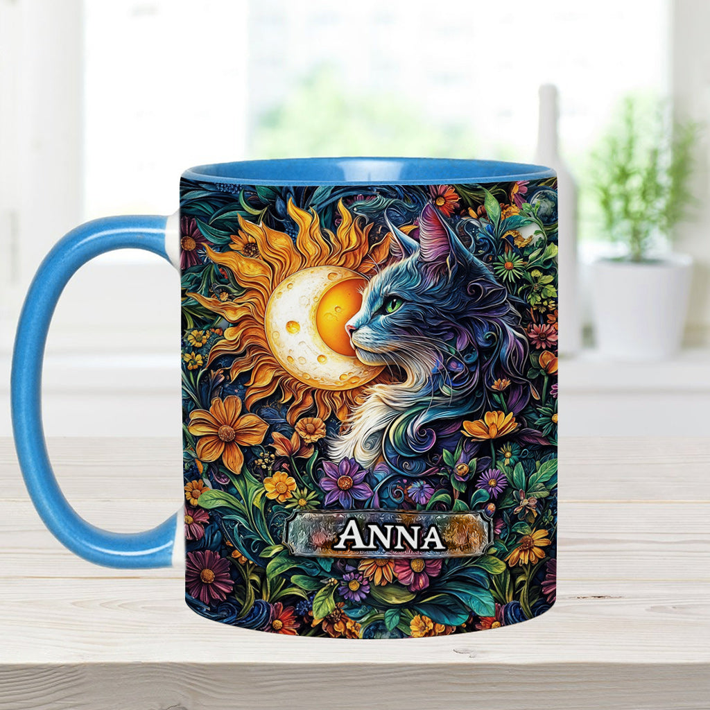 Floral Cat - Personalized Cat Accent Mug