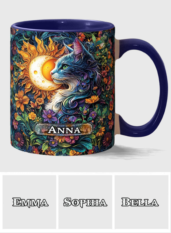 Floral Cat - Personalized Cat Accent Mug