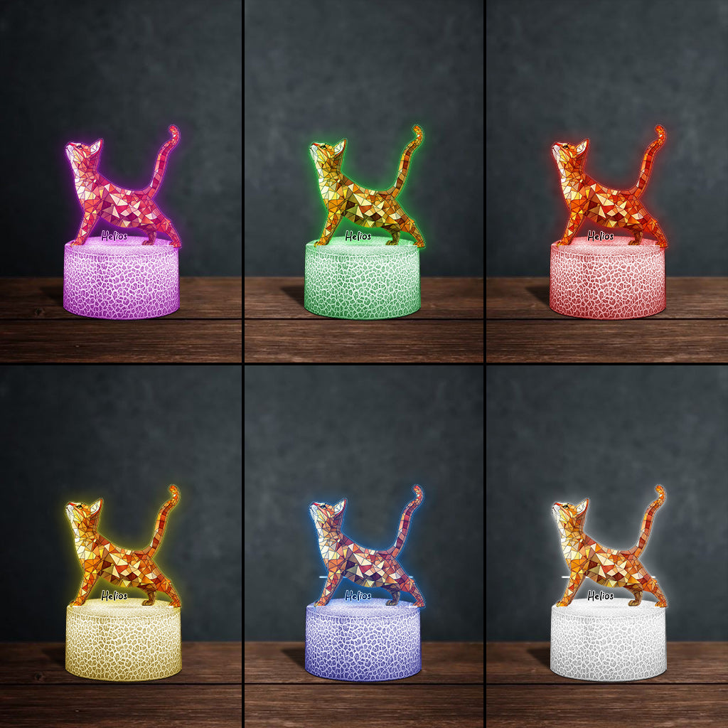 Boho Chic Cute Cats - Personalized Cat Shaped Plaque Light Base