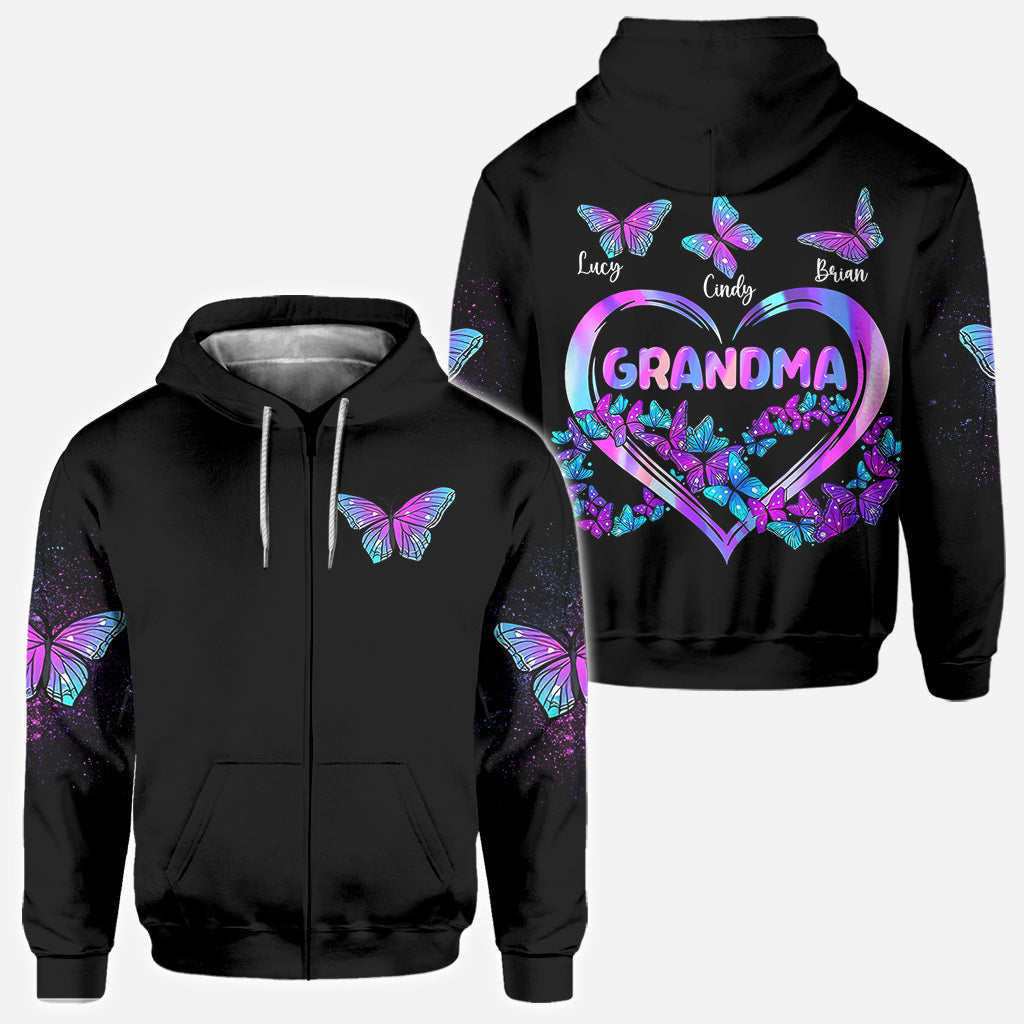 Grandma's Butterflies - Personalized Grandma All Over Shirt