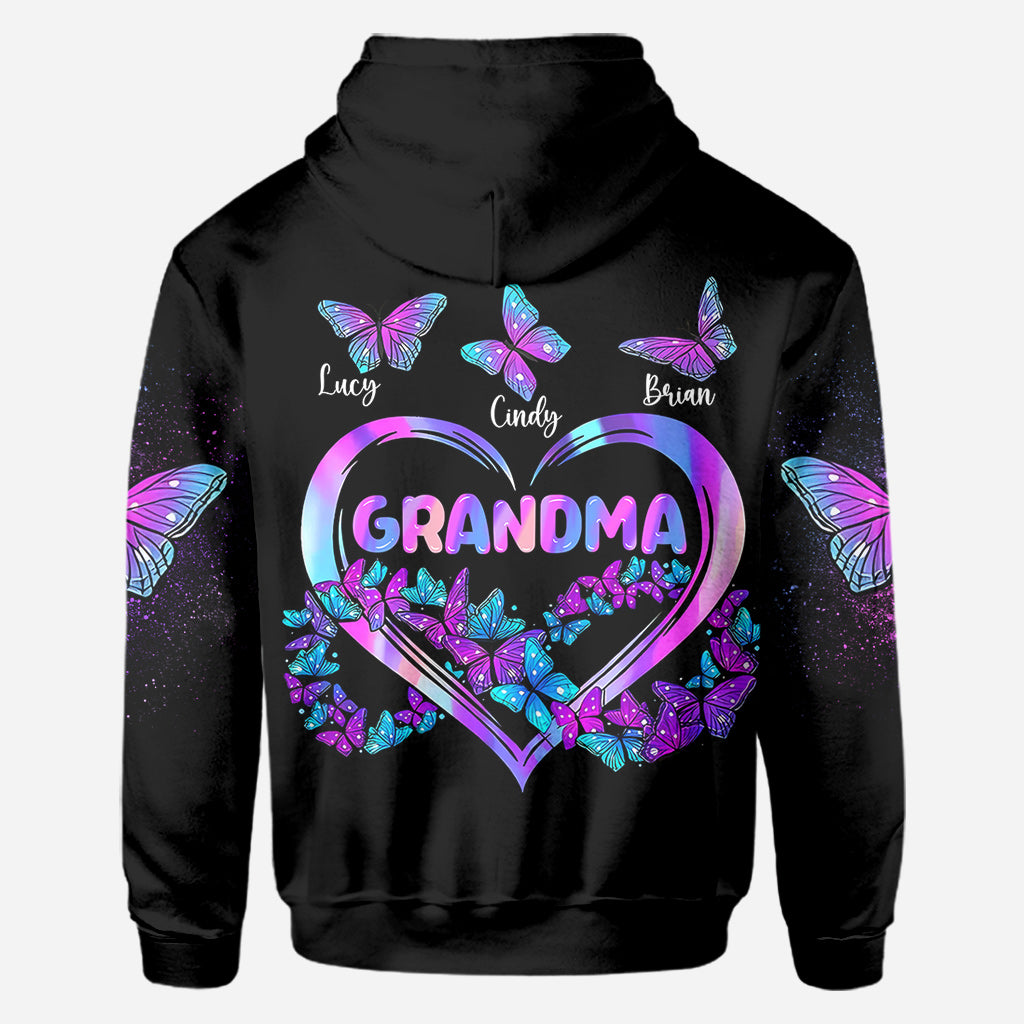 Grandma's Butterflies - Personalized Grandma All Over Shirt