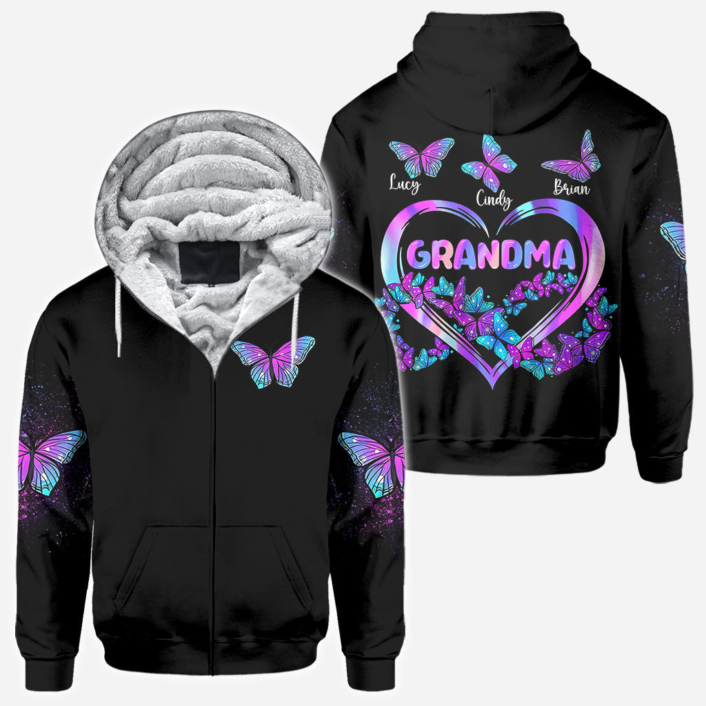 Grandma's Butterflies - Personalized Grandma All Over Shirt