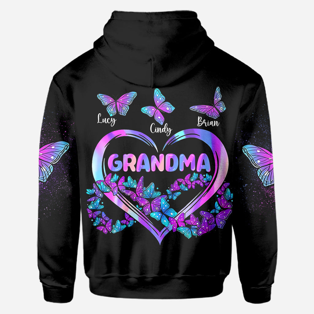Grandma's Butterflies - Personalized Grandma All Over Shirt