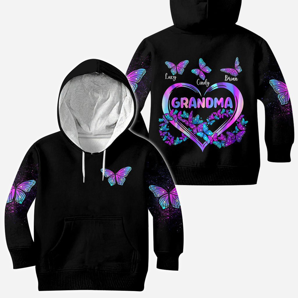 Grandma's Butterflies - Personalized Grandma All Over Shirt
