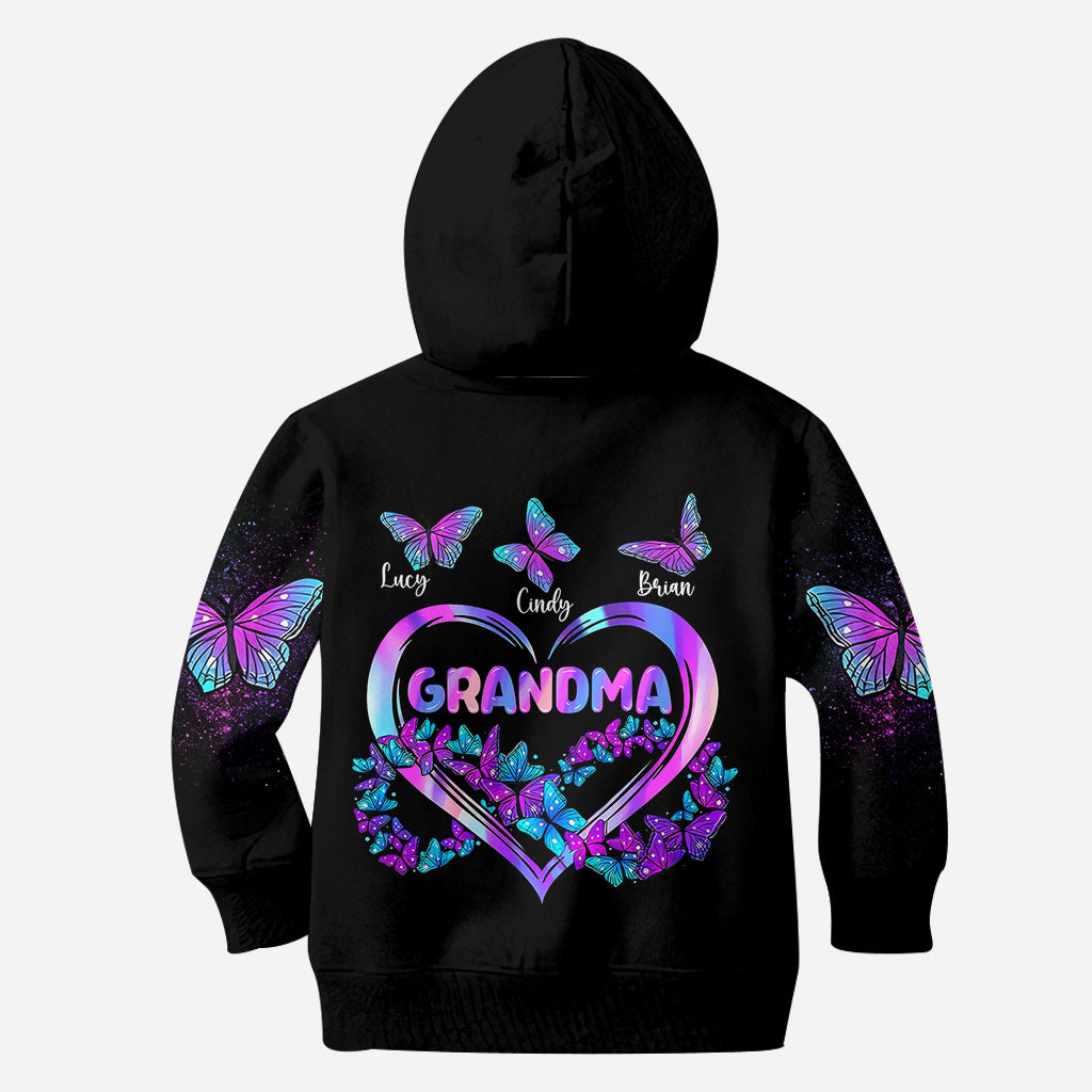 Grandma's Butterflies - Personalized Grandma All Over Shirt