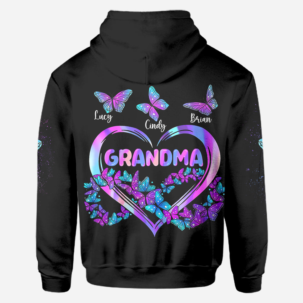 Grandma's Butterflies - Personalized Grandma All Over Shirt