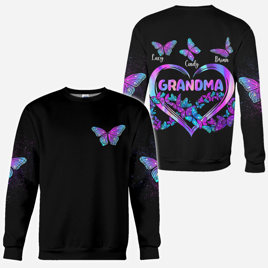 Grandma's Butterflies - Personalized Grandma All Over Shirt