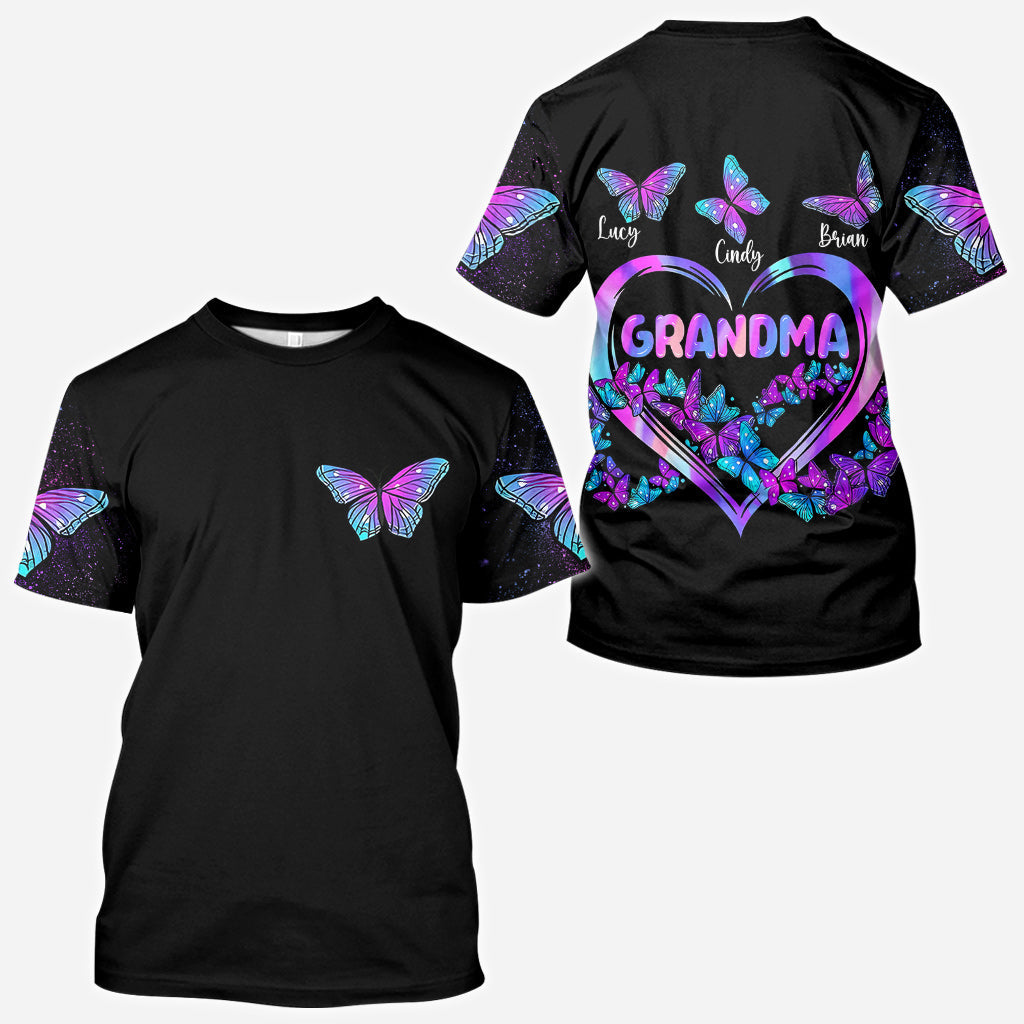 Grandma's Butterflies - Personalized Grandma All Over Shirt