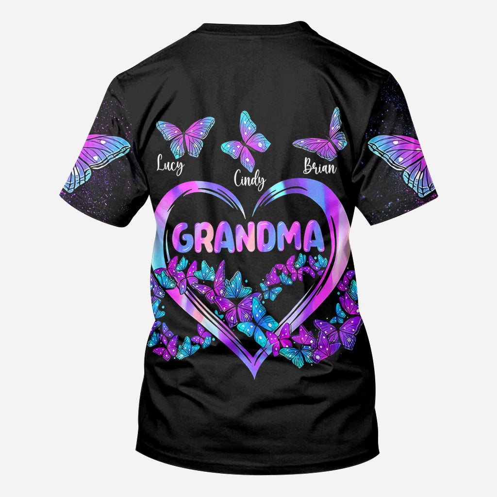 Grandma's Butterflies - Personalized Grandma All Over Shirt