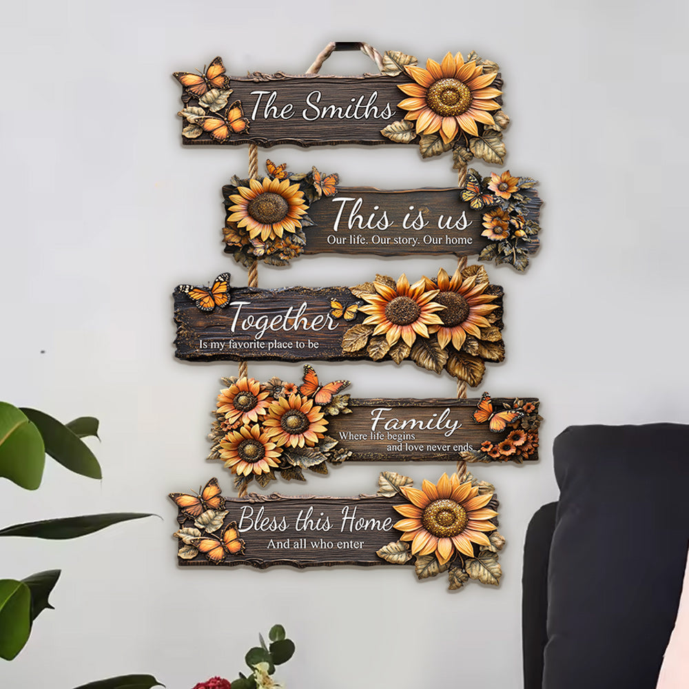 This Is Us - Personalized Family Hanging Wood Sign Set