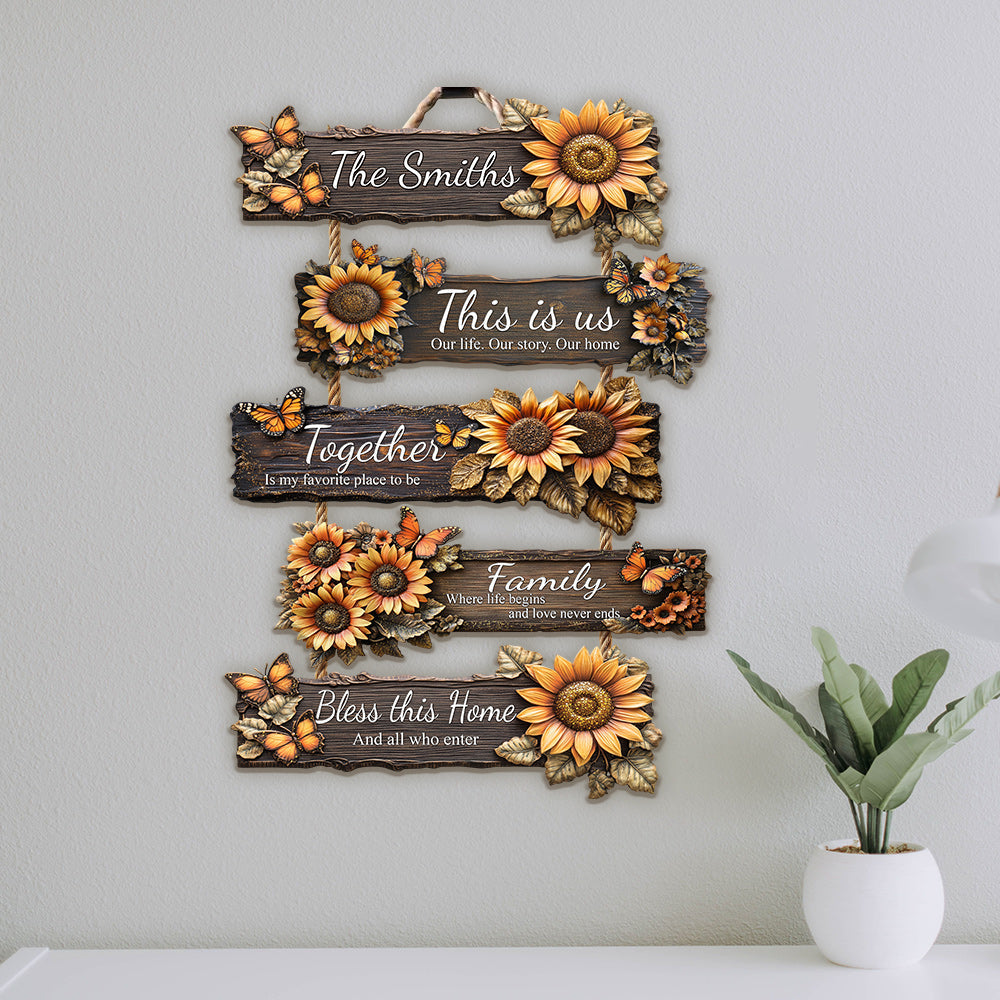 This Is Us - Personalized Family Hanging Wood Sign Set