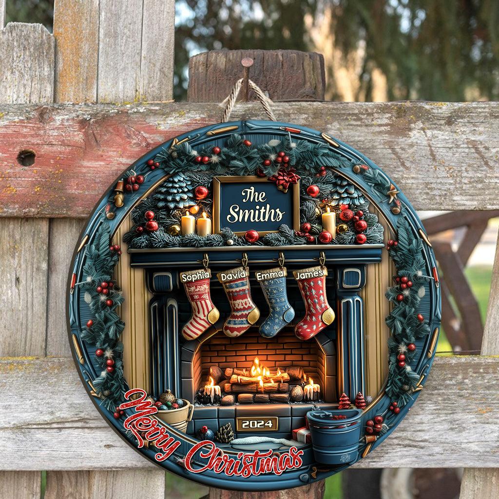 Merry Christmas - Personalized Family Custom Shaped Wood Sign