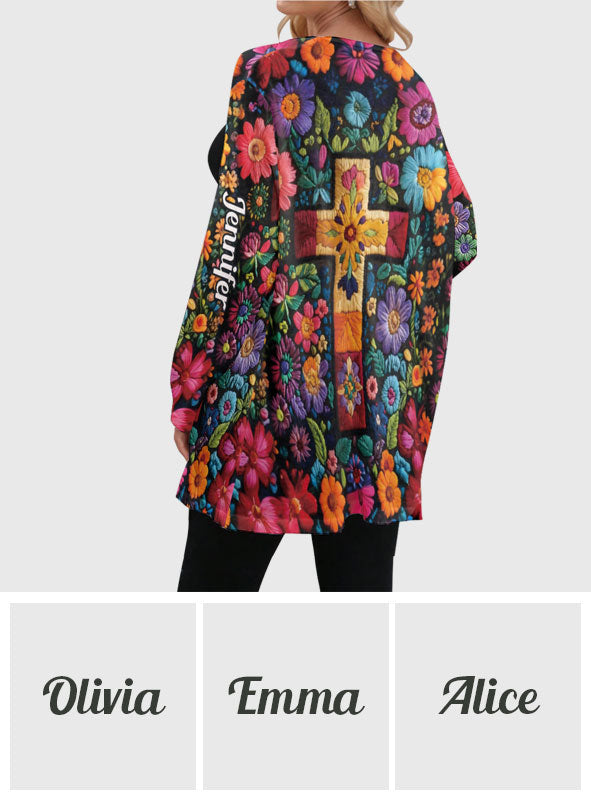 Personalisierter christlicher Cardigan mit Blumenmuster