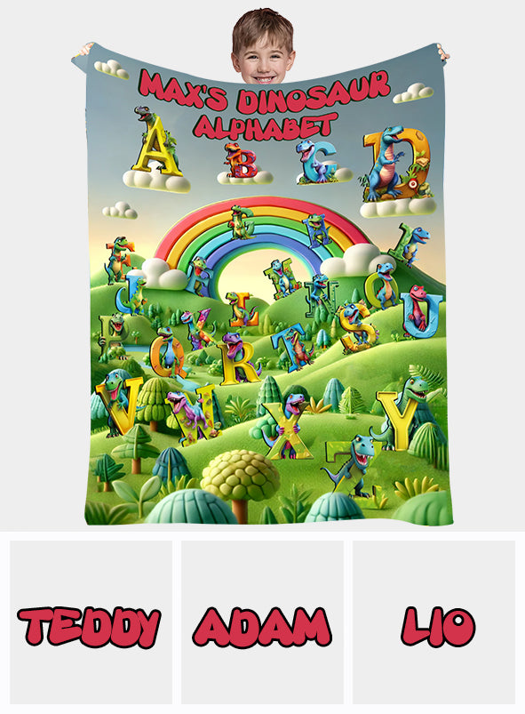 Dinosaurier-Alphabet – Personalisierte Kinderdecke