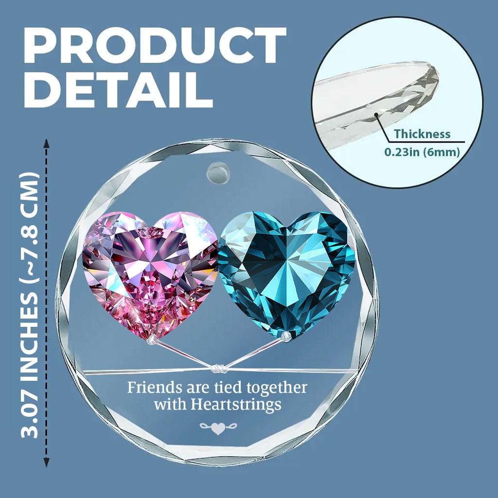 Friends Are Tied Together with Heartstrings - Personalized Bestie Round Shaped Glass Ornament