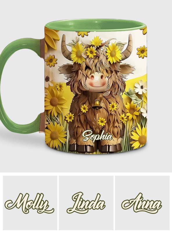 Niedliche Hochlandkuh - Personalisierte Tasse