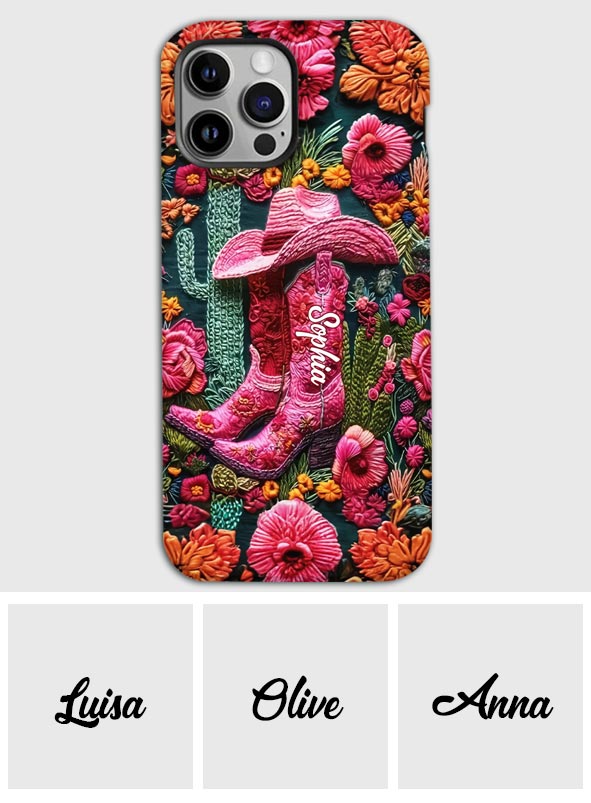 Coque de téléphone personnalisée « Cowgirl rose » avec imprimé intégral