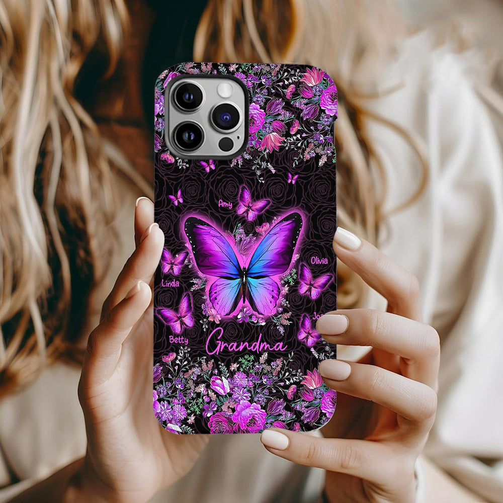 Grandma's Butterflies - Personalized Grandma Full Print Phone Case