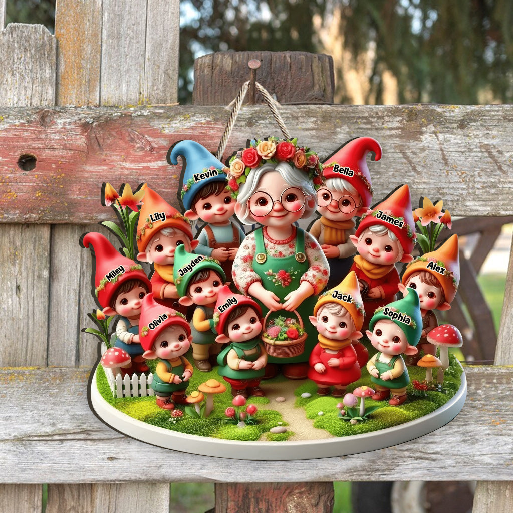 Nana's Gnomes - Personalized Gardening Custom Shaped Wood Sign