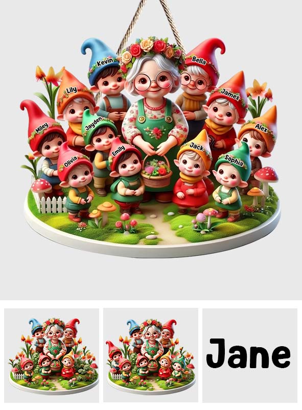 Nana's Gnomes - Personalized Gardening Custom Shaped Wood Sign