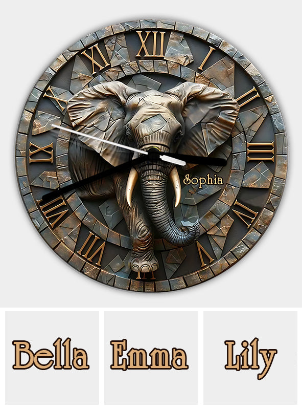 Atemberaubende personalisierte Elefanten-Wanduhr von Eleplant