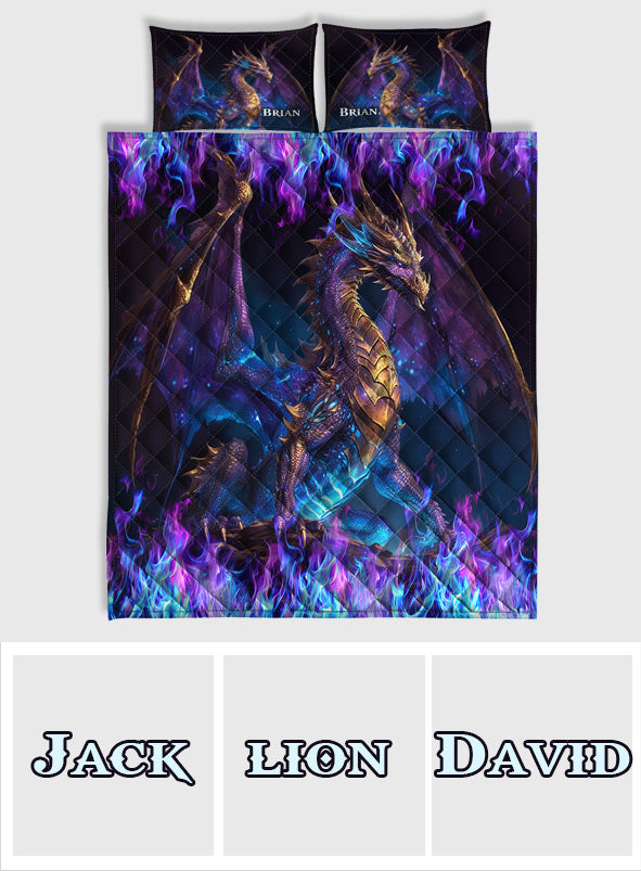 Ensemble de courtepointe Dragon personnalisé « J’adore les dragons »
