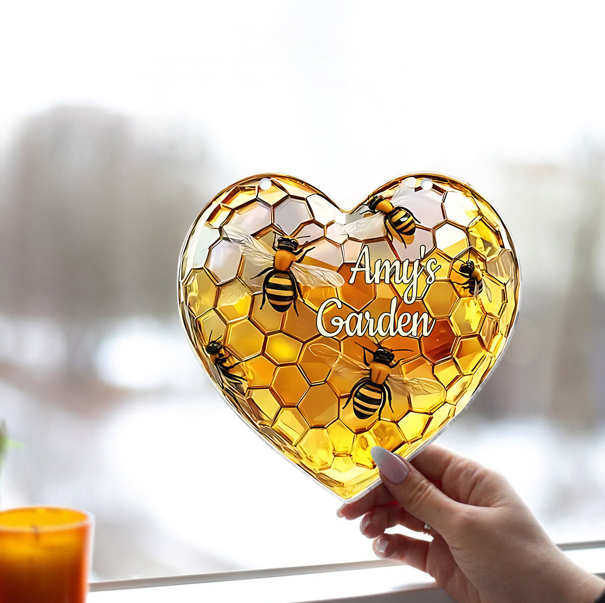 Sweetheart Hive - Personalized Gardening Window Hanging Suncatcher Ornament