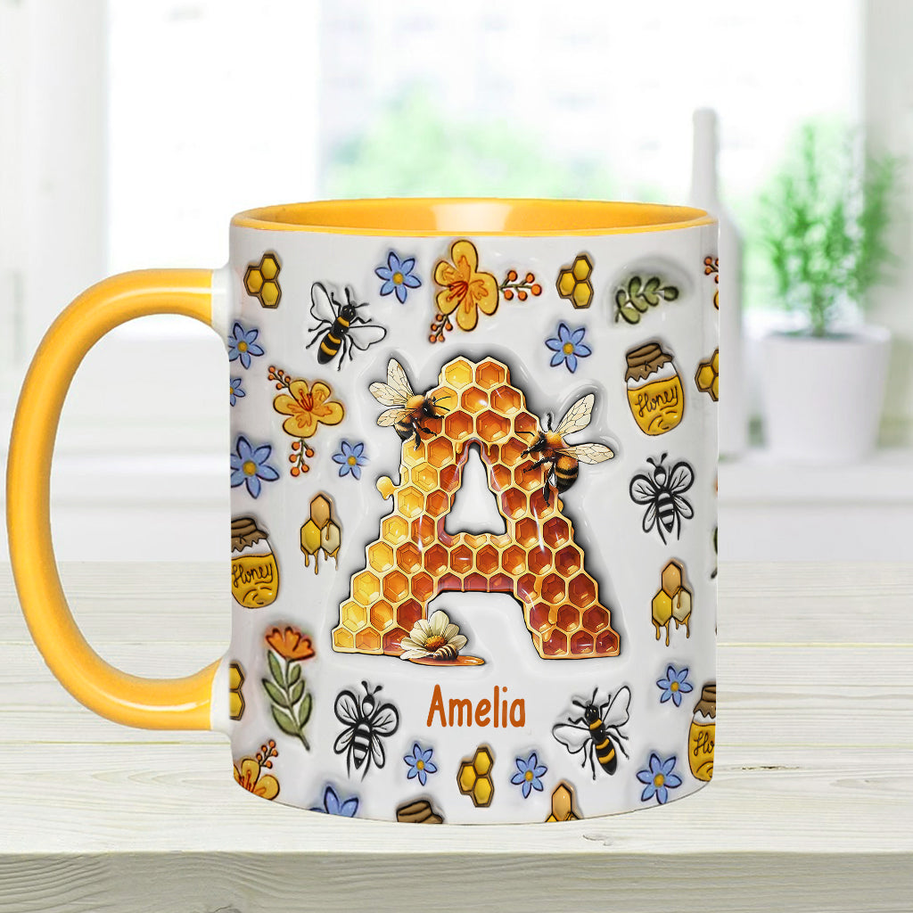 Stunning Bee Letter - Personalized Gardening Accent Mug