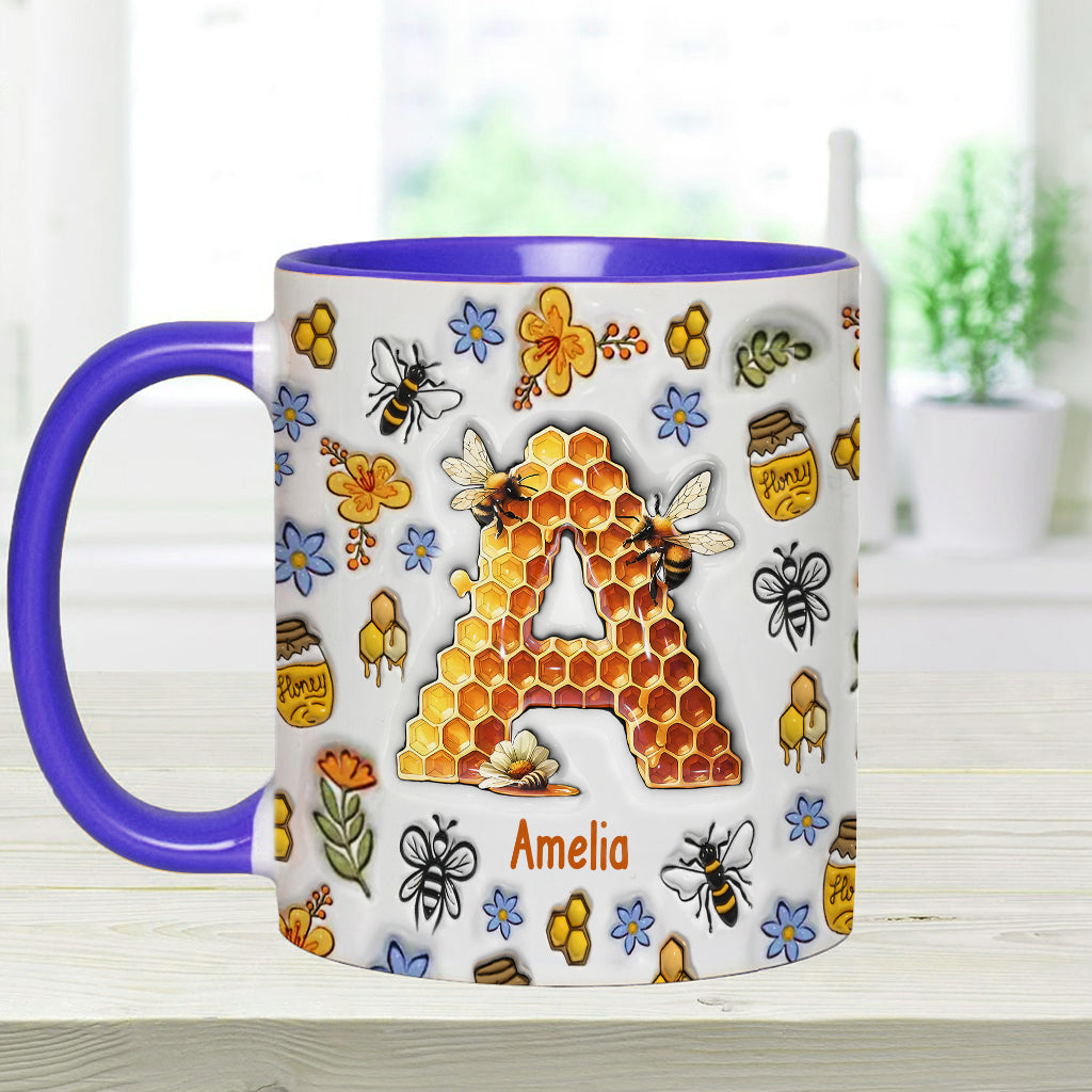 Stunning Bee Letter - Personalized Gardening Accent Mug