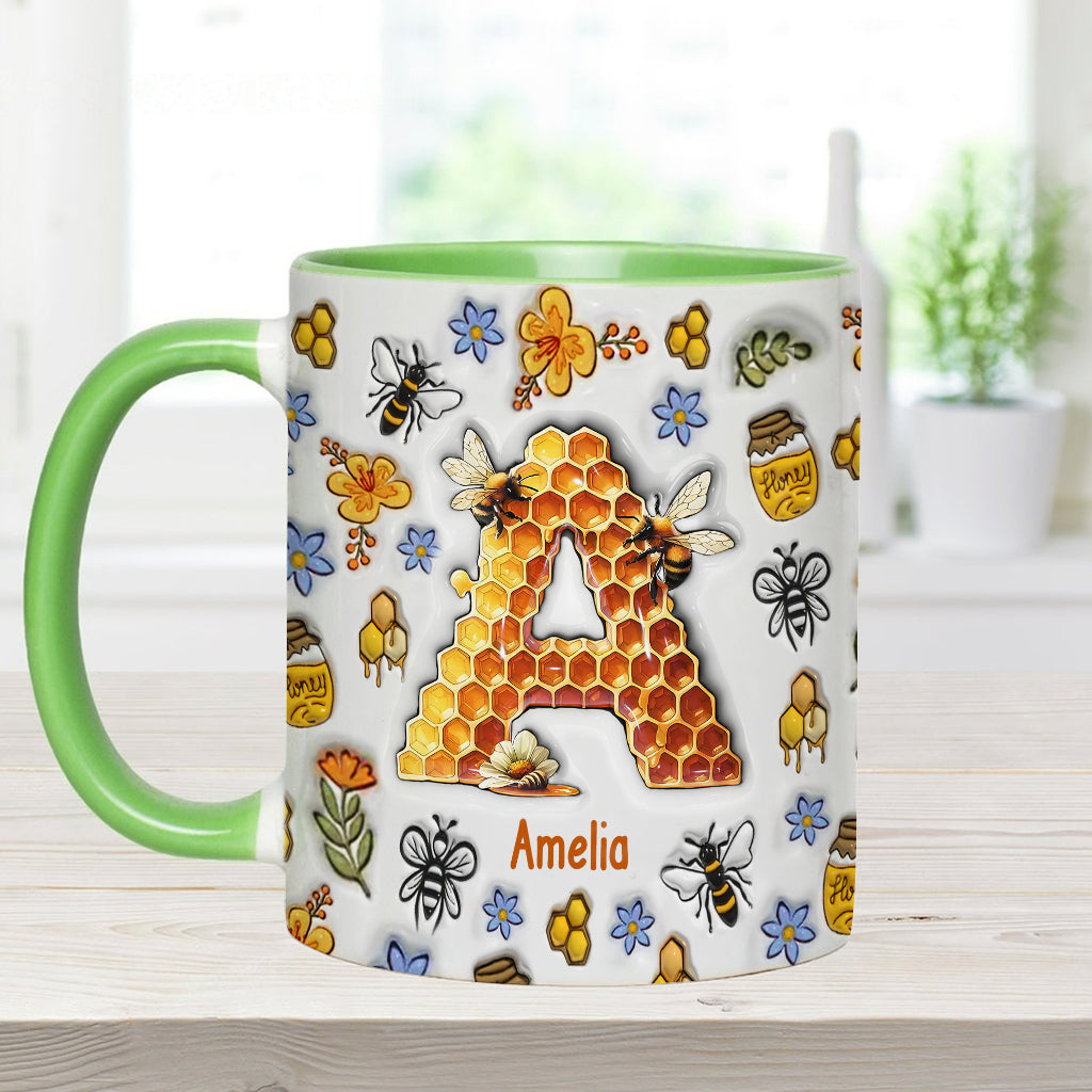 Stunning Bee Letter - Personalized Gardening Accent Mug