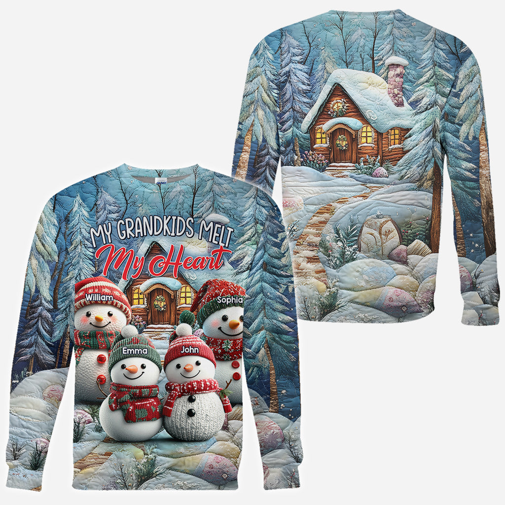 My Grandkids Melt My Heart - Personalized Grandma All Over Shirt