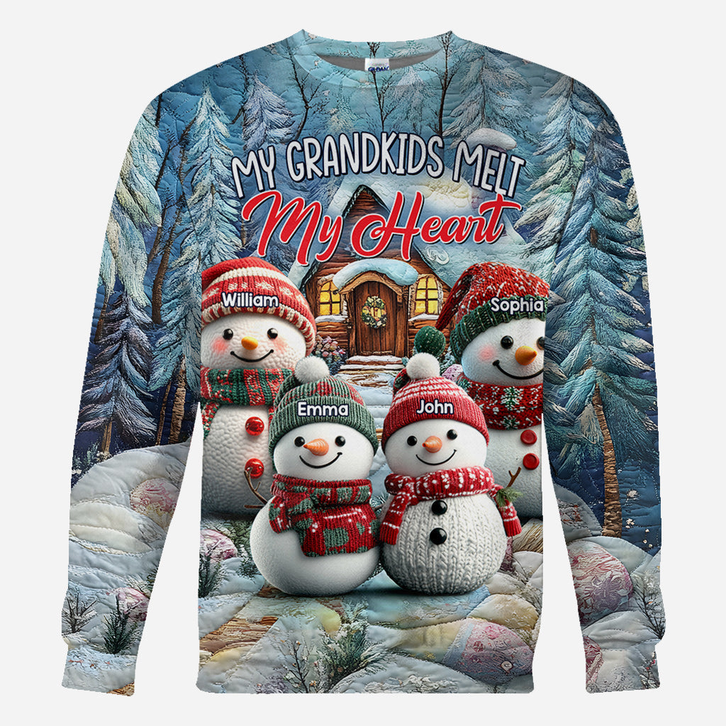 My Grandkids Melt My Heart - Personalized Grandma All Over Shirt