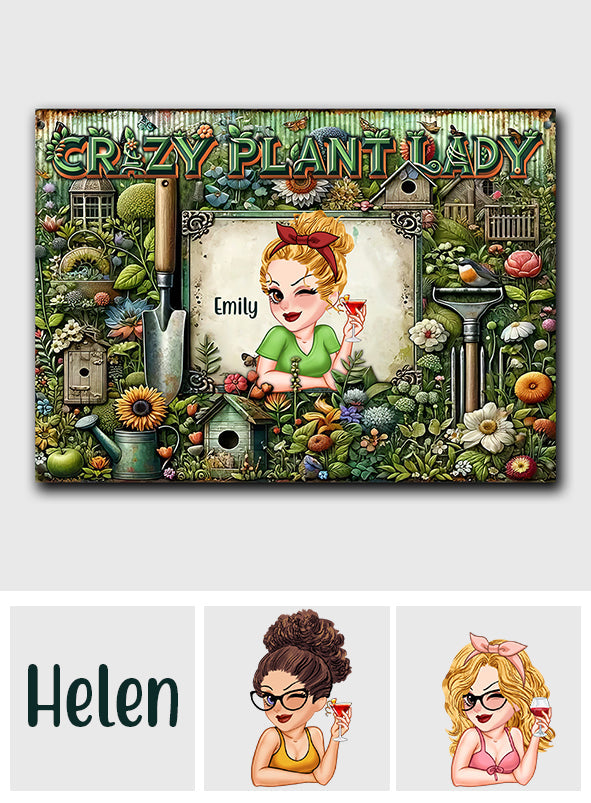 Crazy Plant Lady - Personalized Gardening Rectangle Metal Sign