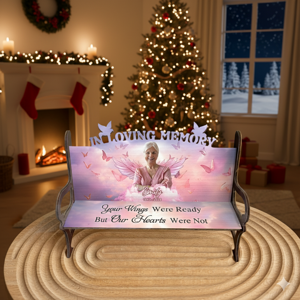Christmas In Loving Memory Personalized Wooden Bench - A Memorial Gift to Honor Loved Ones