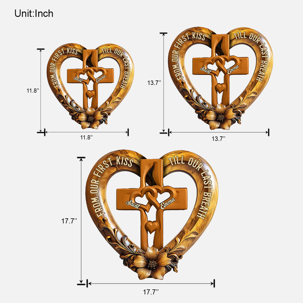 From Our First Kiss - Personalized Couple Custom Shaped Wood Sign