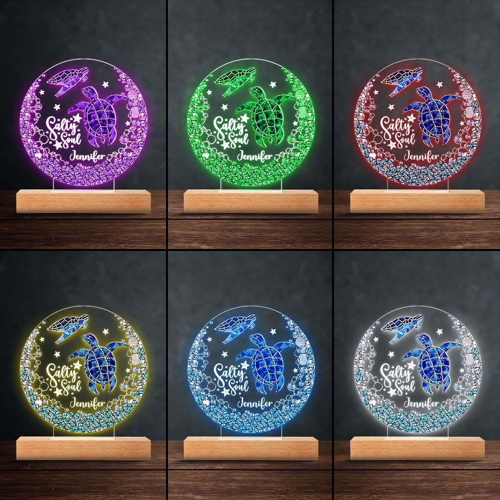 Salty Soul - Personalized Turtle Shaped Plaque Light Base