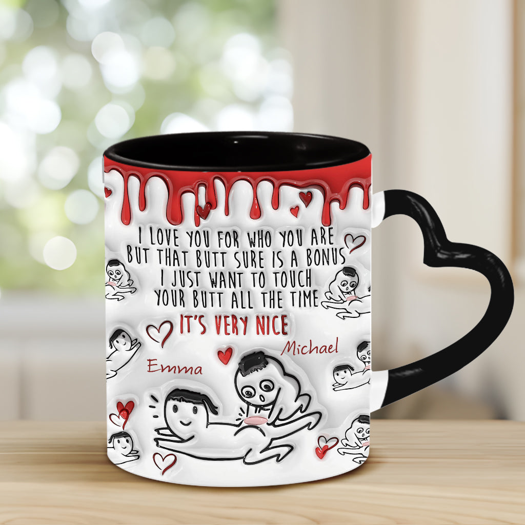 Your Butt Is Bonus - Personalized Couple Heart Handle Mug