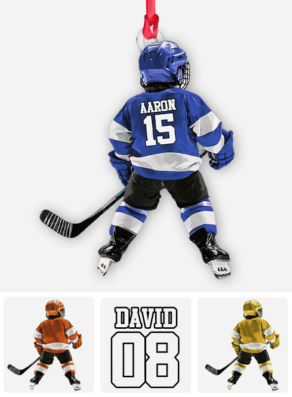 Beliebiger Name und Nummer – Personalisierter Hockey-Anhänger in individueller Form