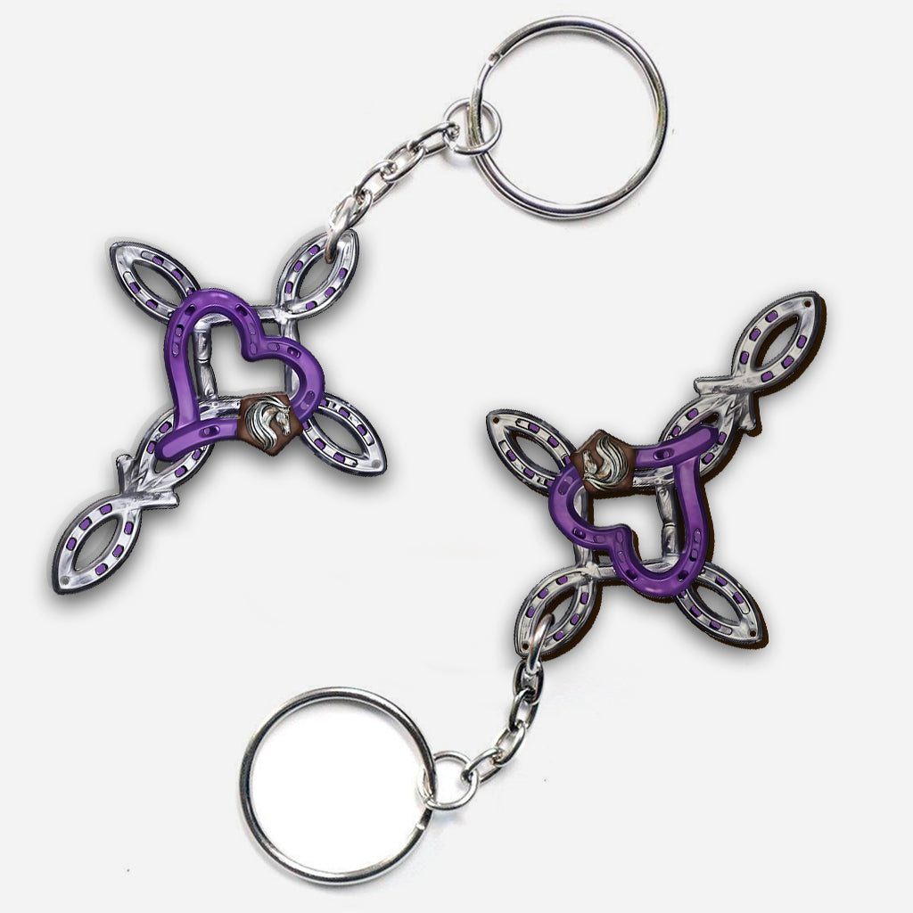 Rustic Horseshoe Cross - Personalized Horse Keychain
