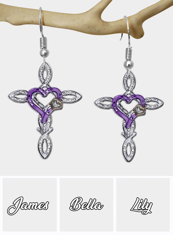 Rustic Horseshoe Cross - Personalized Horse Earrings