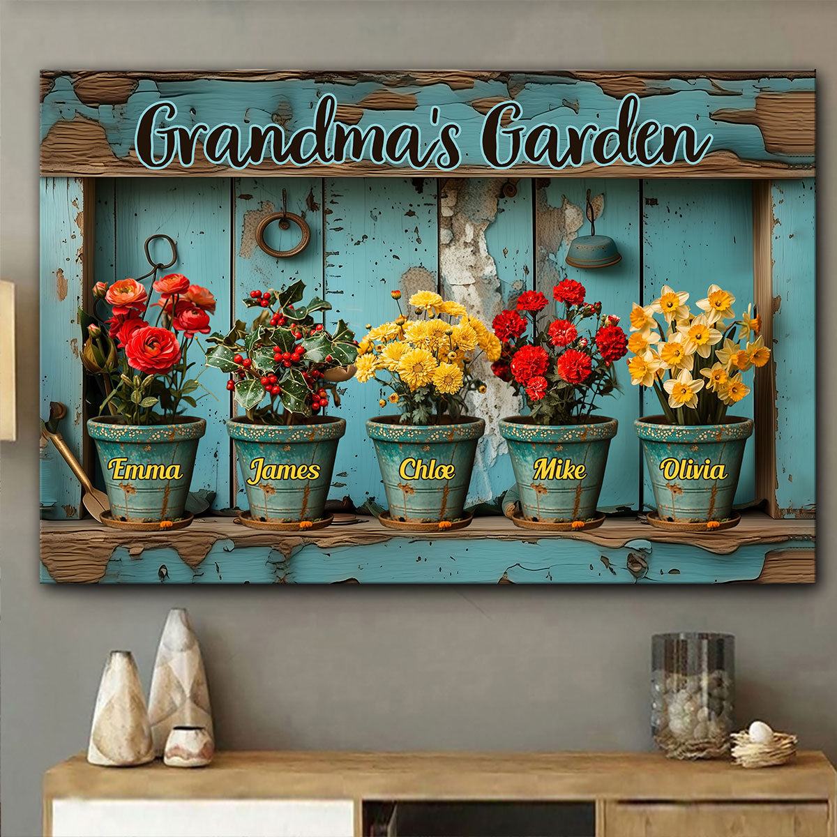 Grandma's/ Mom's ... Birth Flower Garden - Personalized Gardening Canvas And Poster