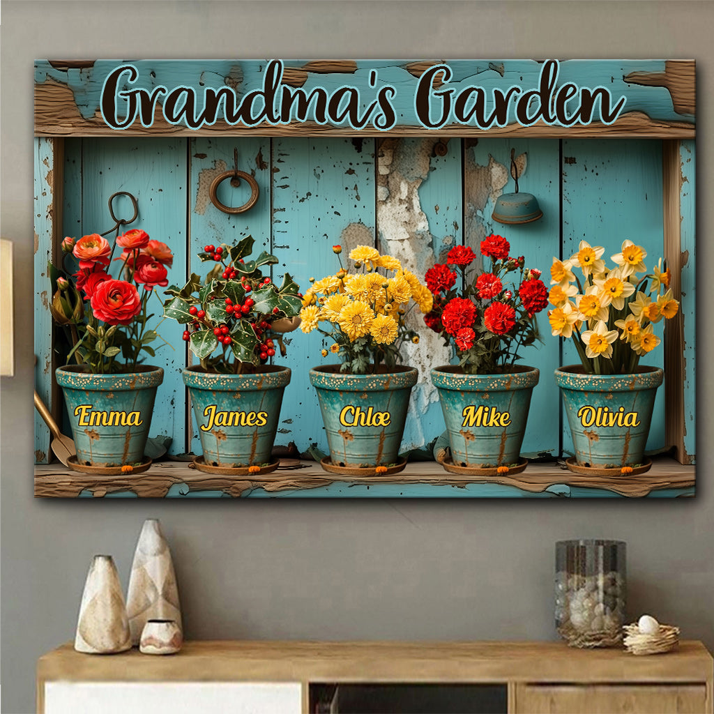 Grandma's/ Mom's ... Birth Flower Garden - Personalized Gardening Canvas And Poster