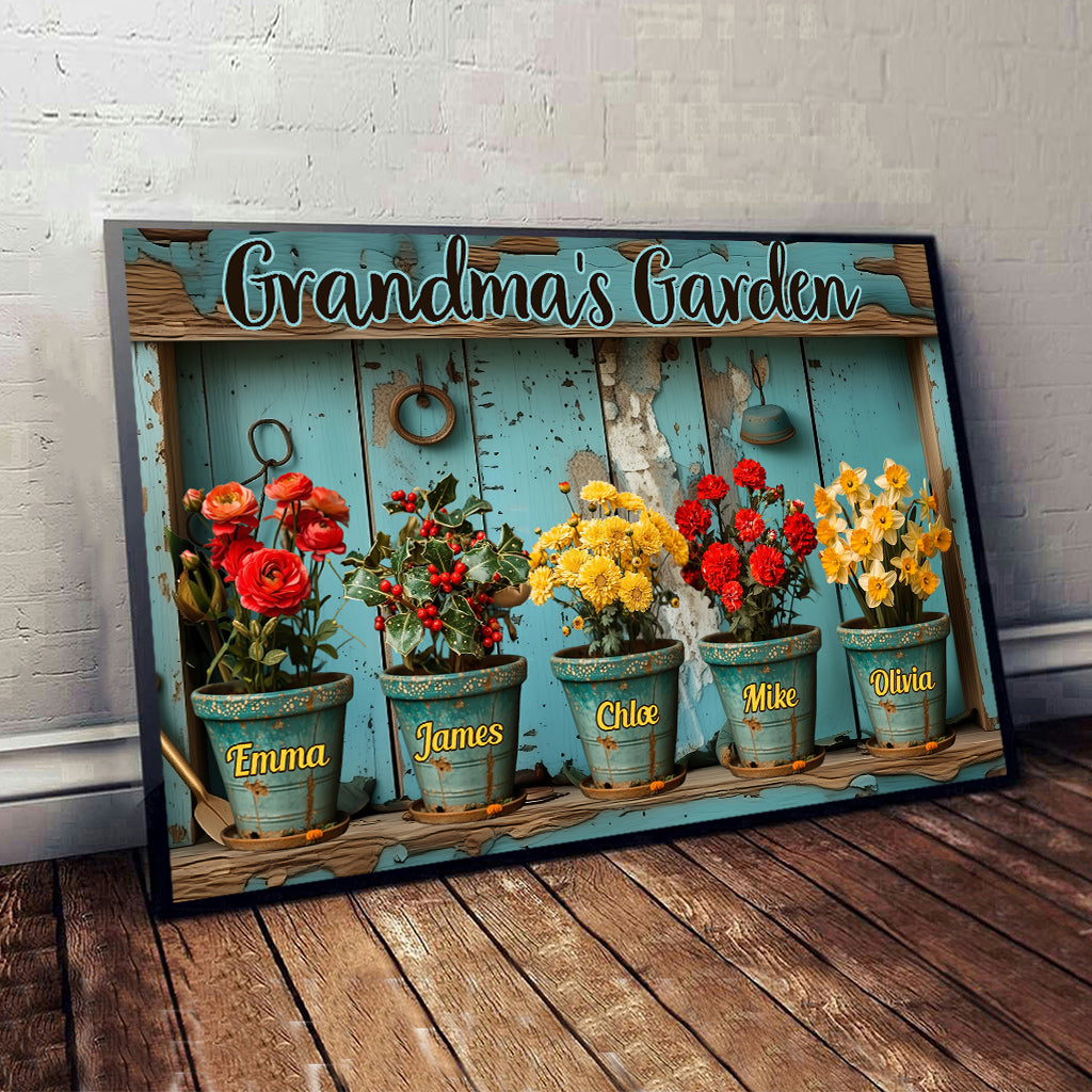 Grandma's/ Mom's ... Birth Flower Garden - Personalized Gardening Canvas And Poster