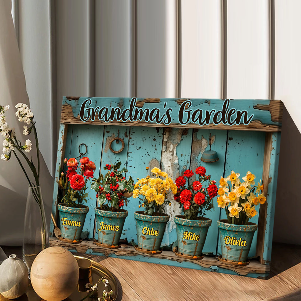 Grandma's/ Mom's ... Birth Flower Garden - Personalized Gardening Canvas And Poster