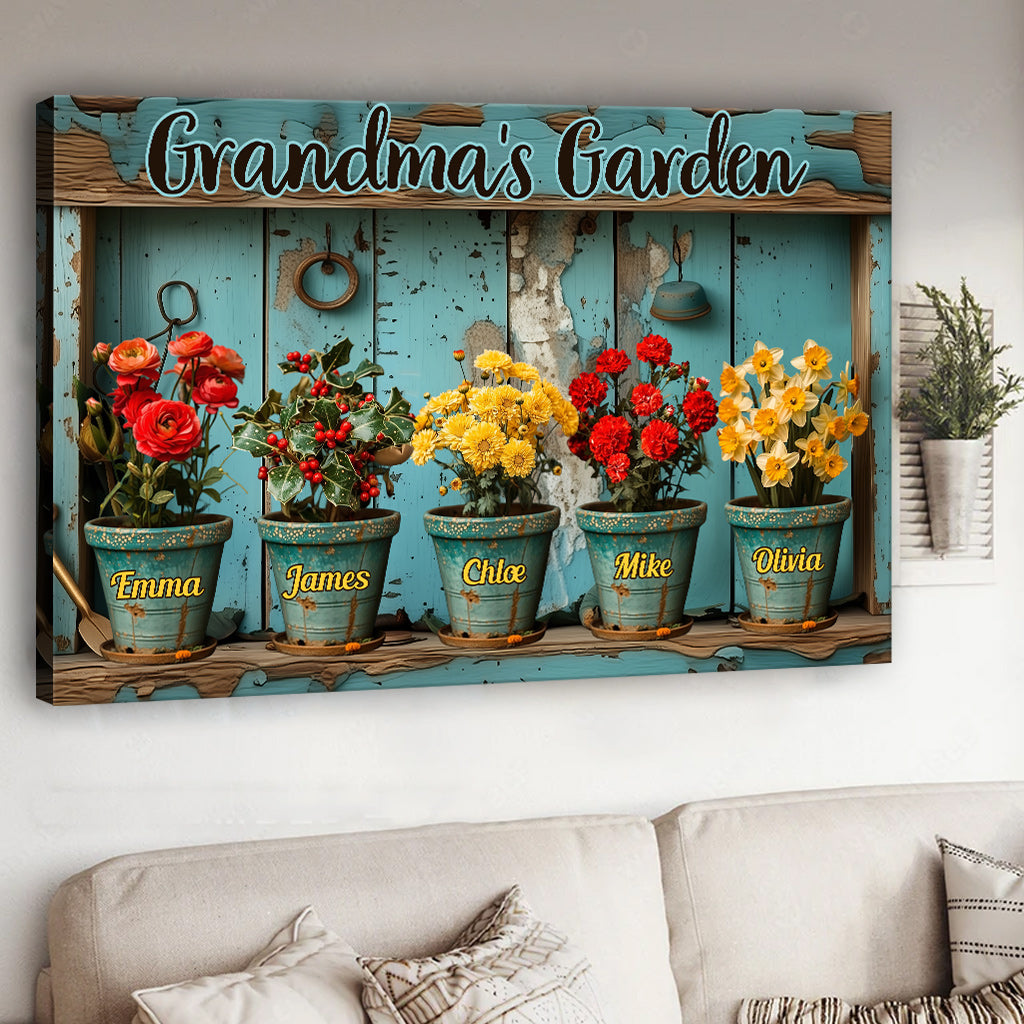 Grandma's/ Mom's ... Birth Flower Garden - Personalized Gardening Canvas And Poster